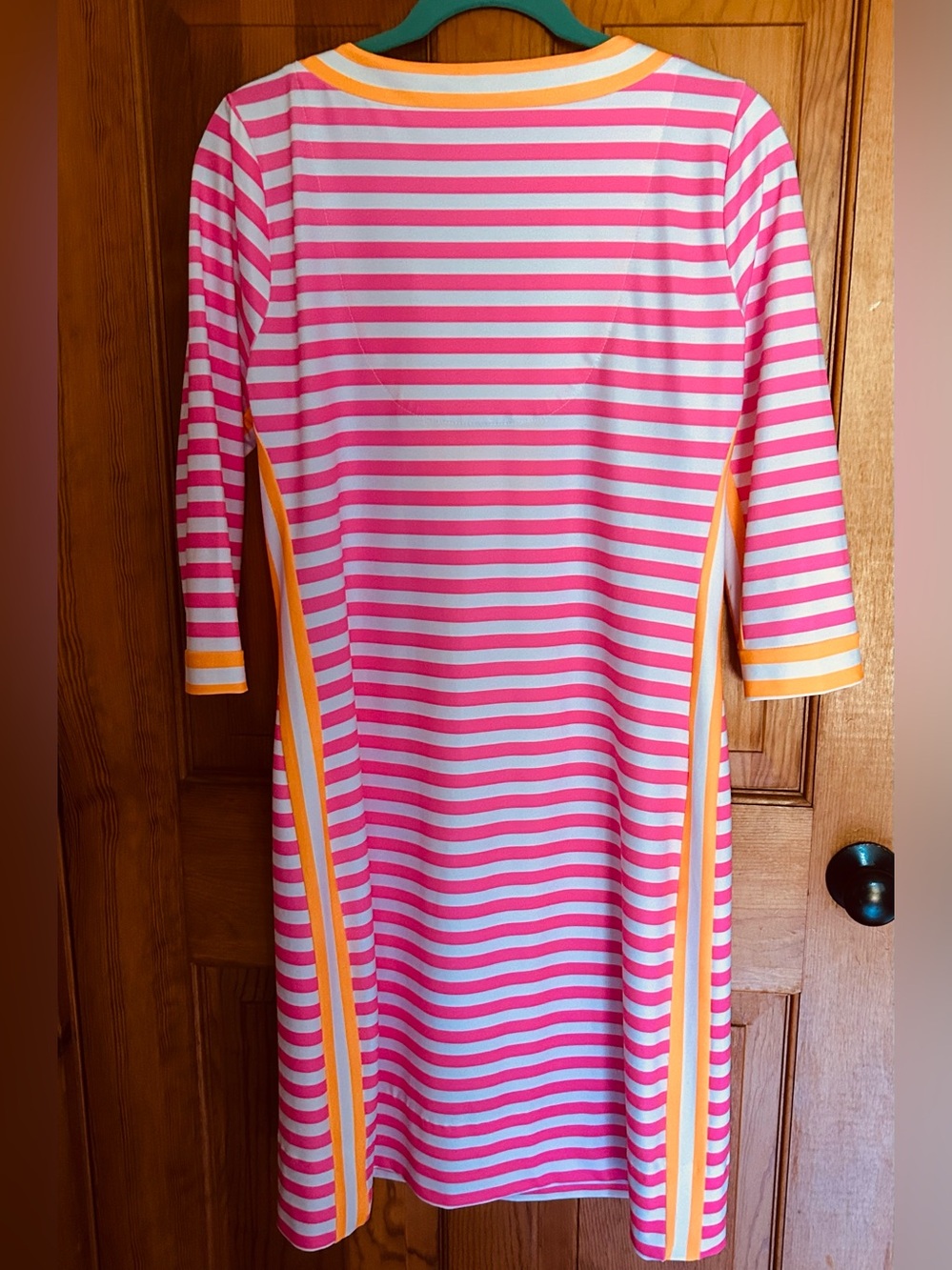 GRETCHEN SCOTT Hinkley Dress  Pink/ Orange Stripe Medium - Picture 3 of 6